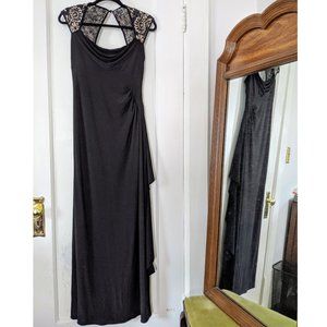 R&M Richards | Scoop Neck Black Ruched Gown
